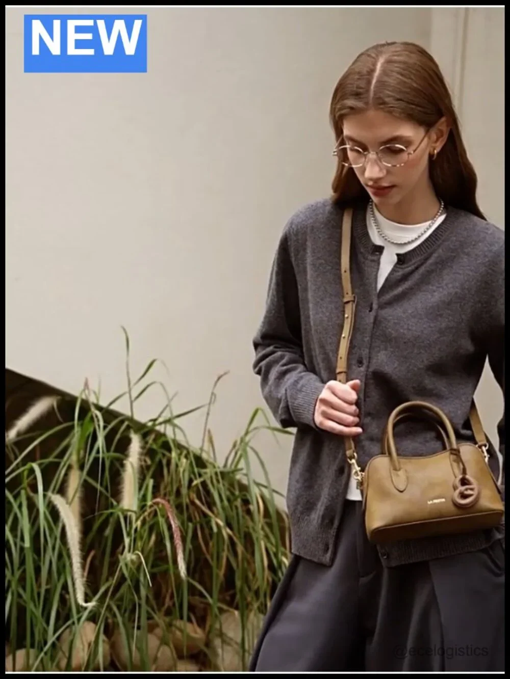 Genuine Leather Top Handle Mini Crossbody Bag Detachable Chain